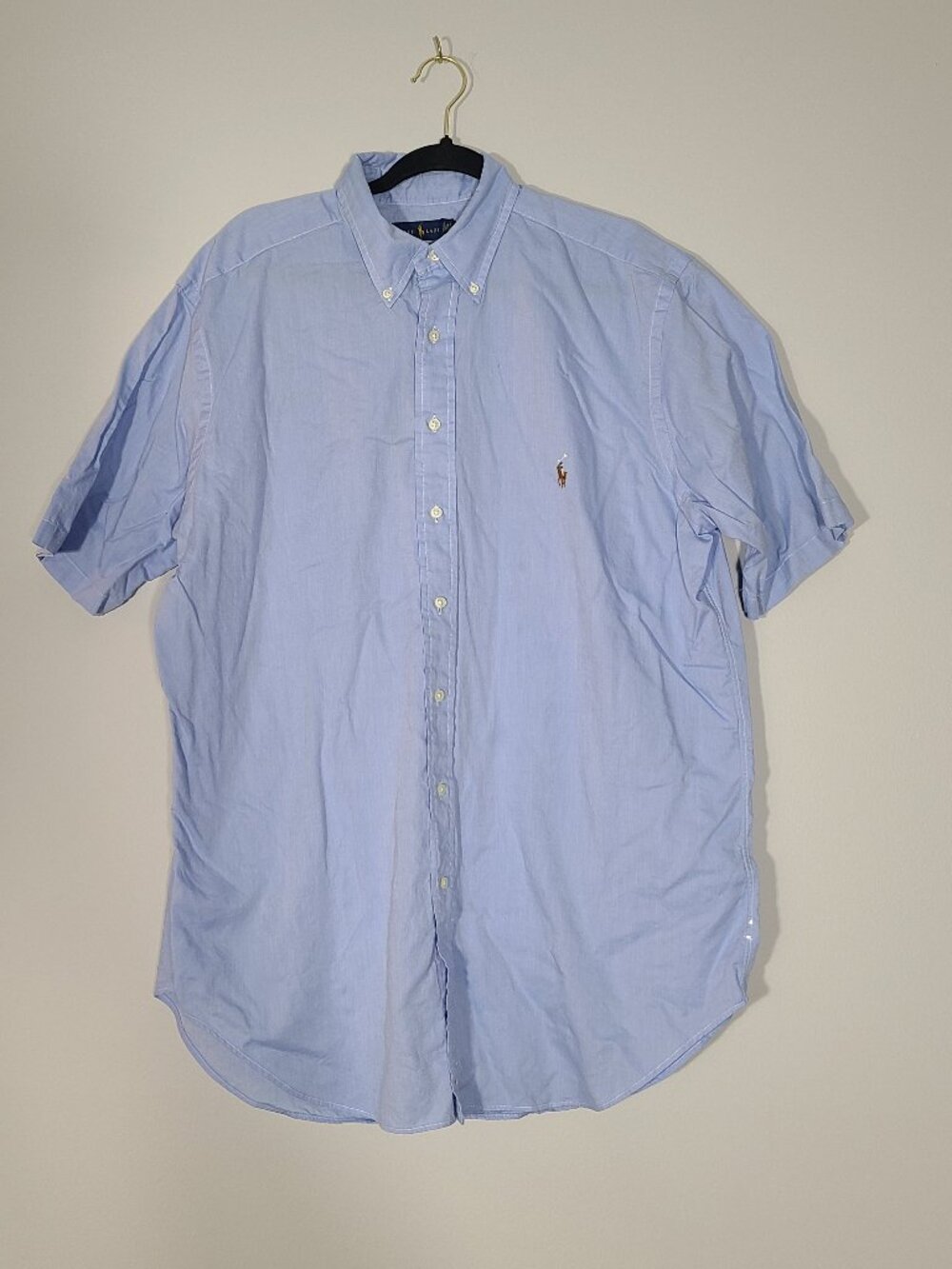 Ralph Lauren Blue Chambray Oxford Button Down Shirt Large Tall LT Big & Tal